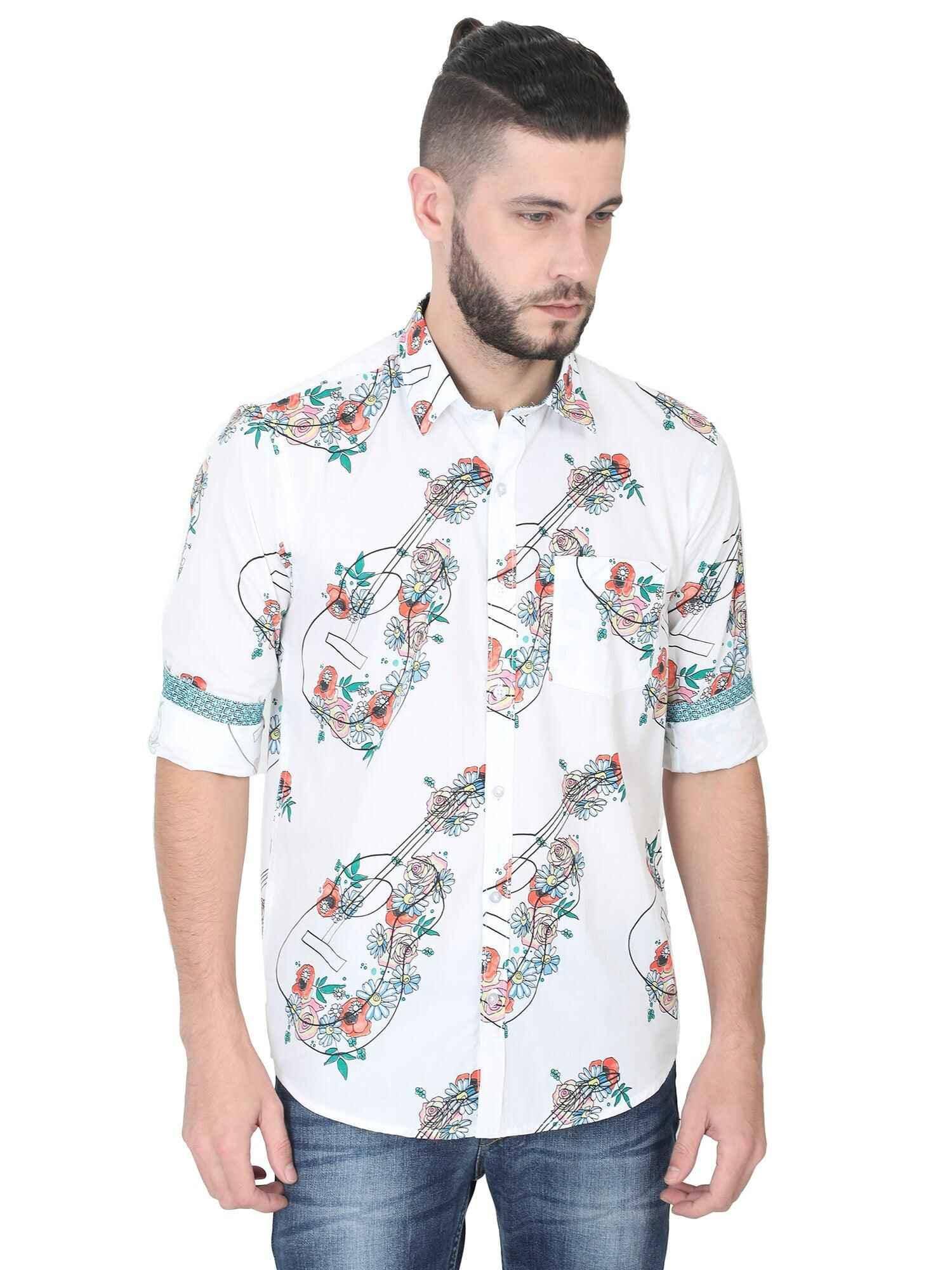 Guitar Men's Printed Casual Shirt - Guniaa Fashions