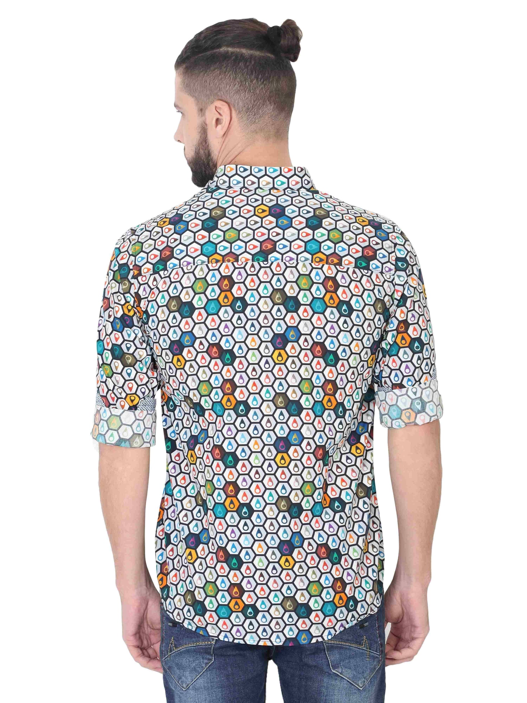 Hexagon Men's Printed Casual Shirt - Guniaa Fashions