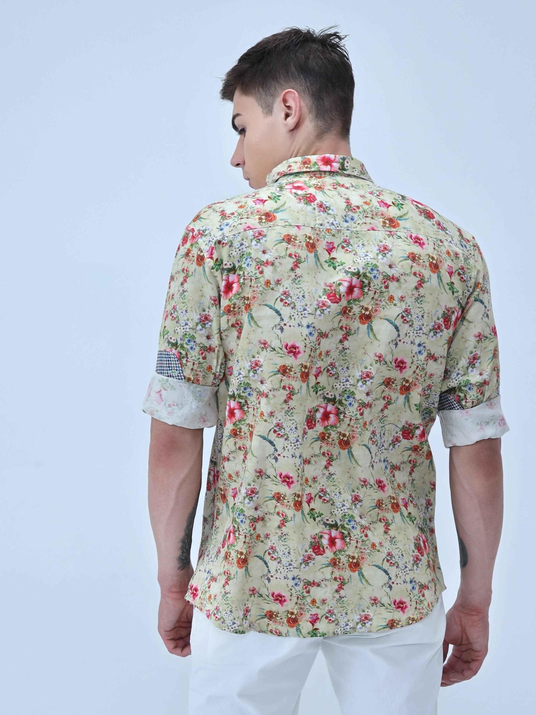 Hibiscus Beauty Digital Printed Full Shirt - Guniaa Fashions