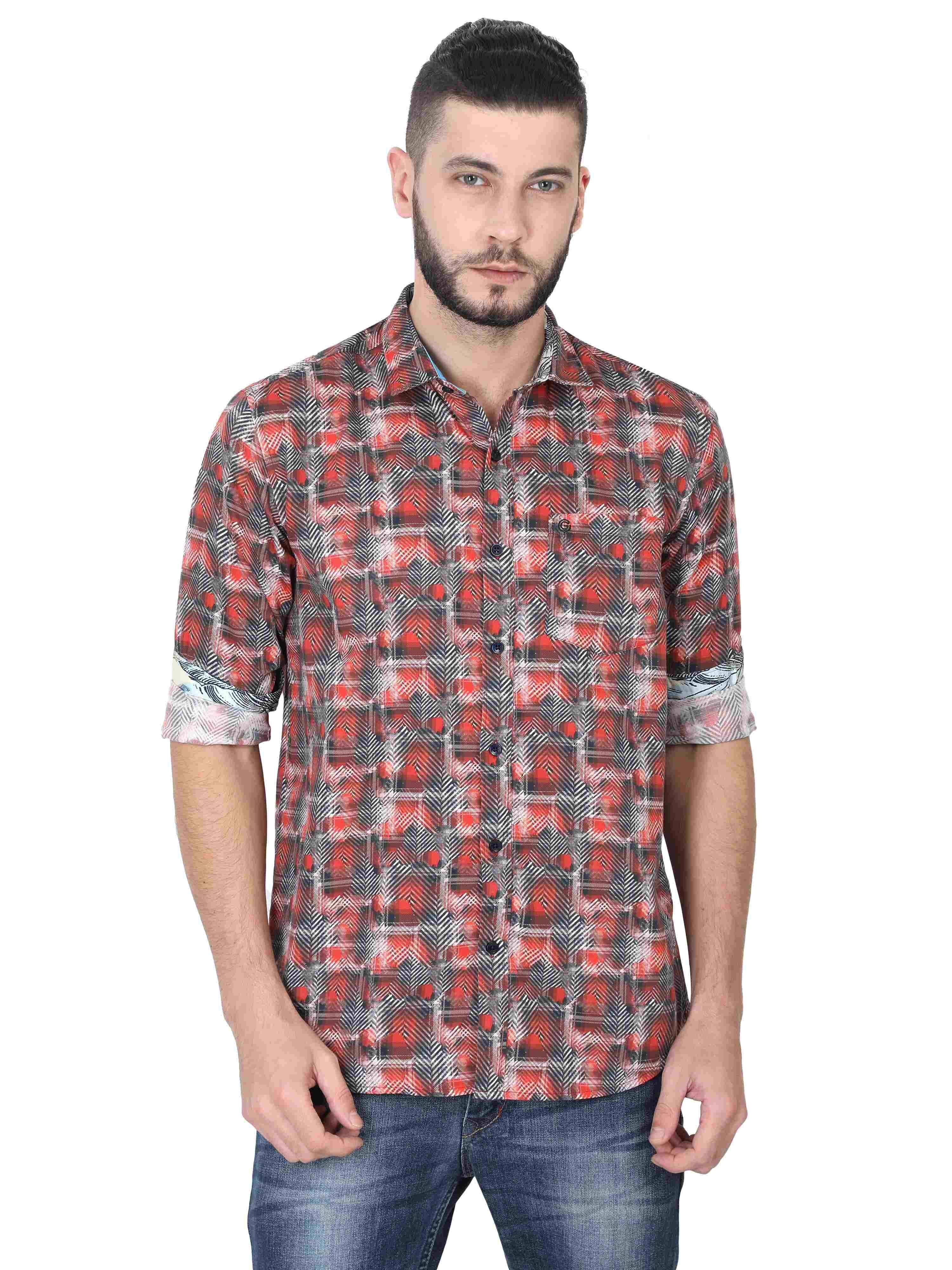 Homer Men's Red Printed Casual Shirt - Guniaa Fashions