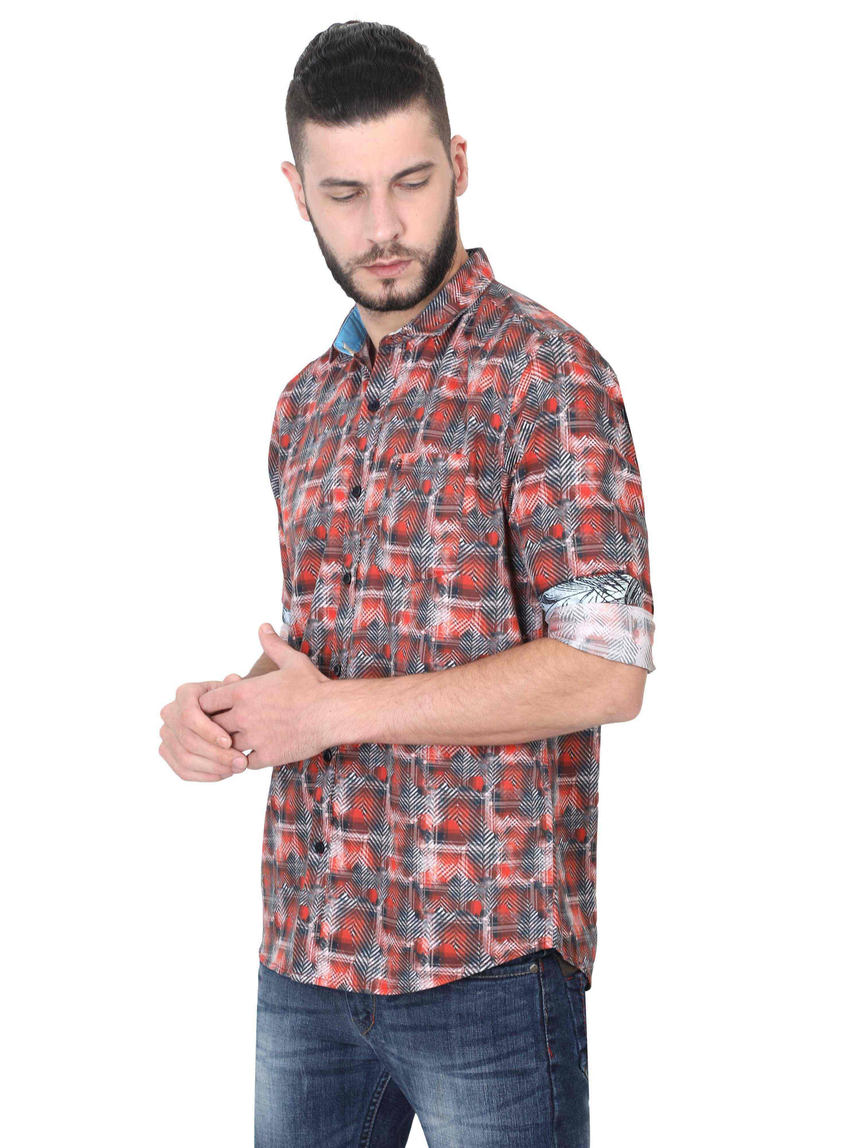 Homer Men's Red Printed Casual Shirt - Guniaa Fashions