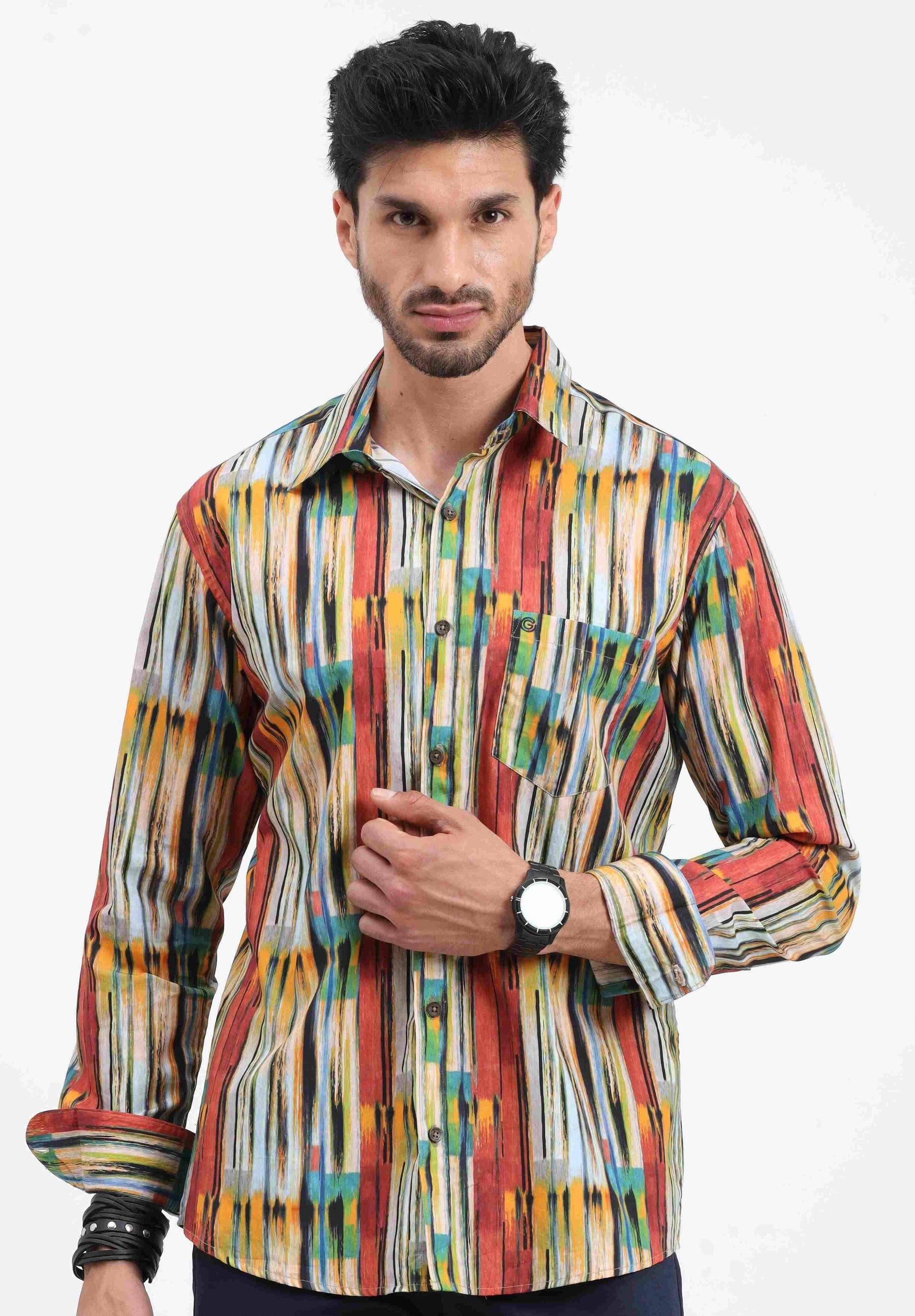 Hot Stripe Multicolour Full sleeve Men's Plus Size - Guniaa Fashions