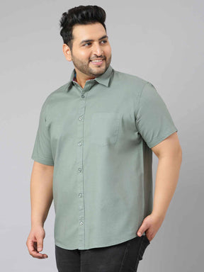 Hunter Green Solid Half Sleeve Shirt Men's Plus Size - Guniaa Fashions