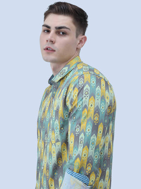 Ikat in Arrow Digital Printed Full Shirt - Guniaa Fashions