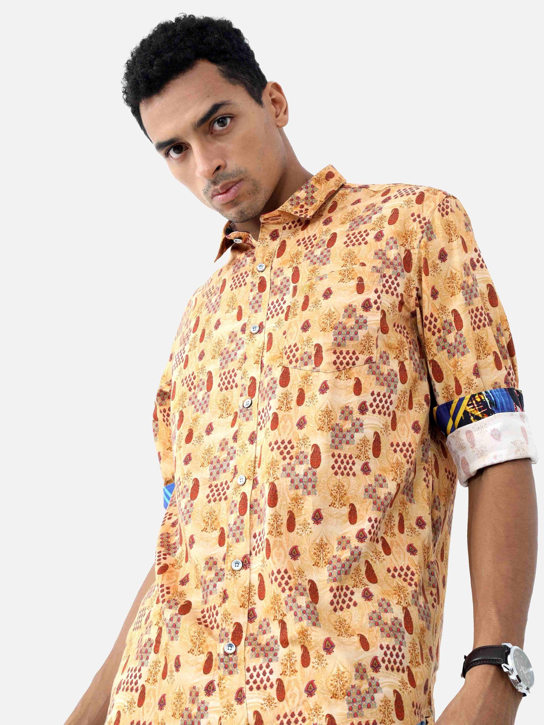 Indian Paisley Digital Printed Full Shirt - Guniaa Fashions