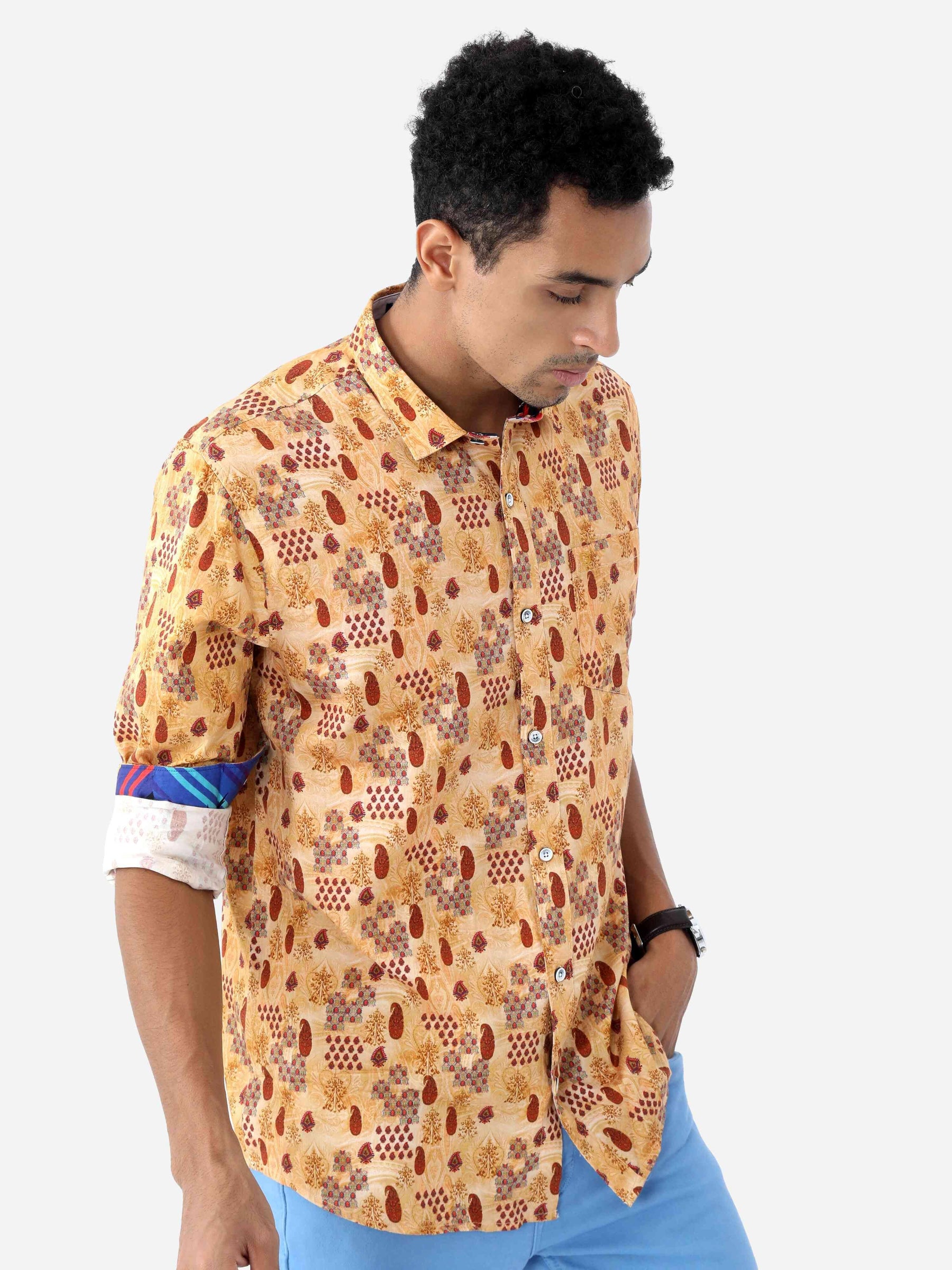 Indian Paisley Digital Printed Full Shirt - Guniaa Fashions