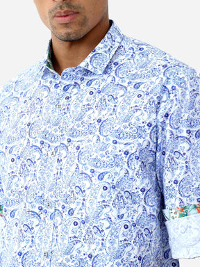 Indigo Paisley Digital Printed Full Shirt - Guniaa Fashions
