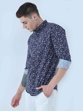 Joli Navy Digital Printed Full Shirt - Guniaa Fashions