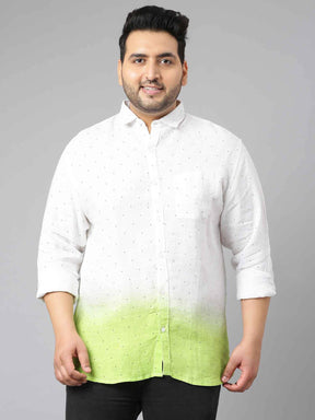 Light Green Ombre Digital Printed Linen Shirt Men's Plus Size - Guniaa Fashions