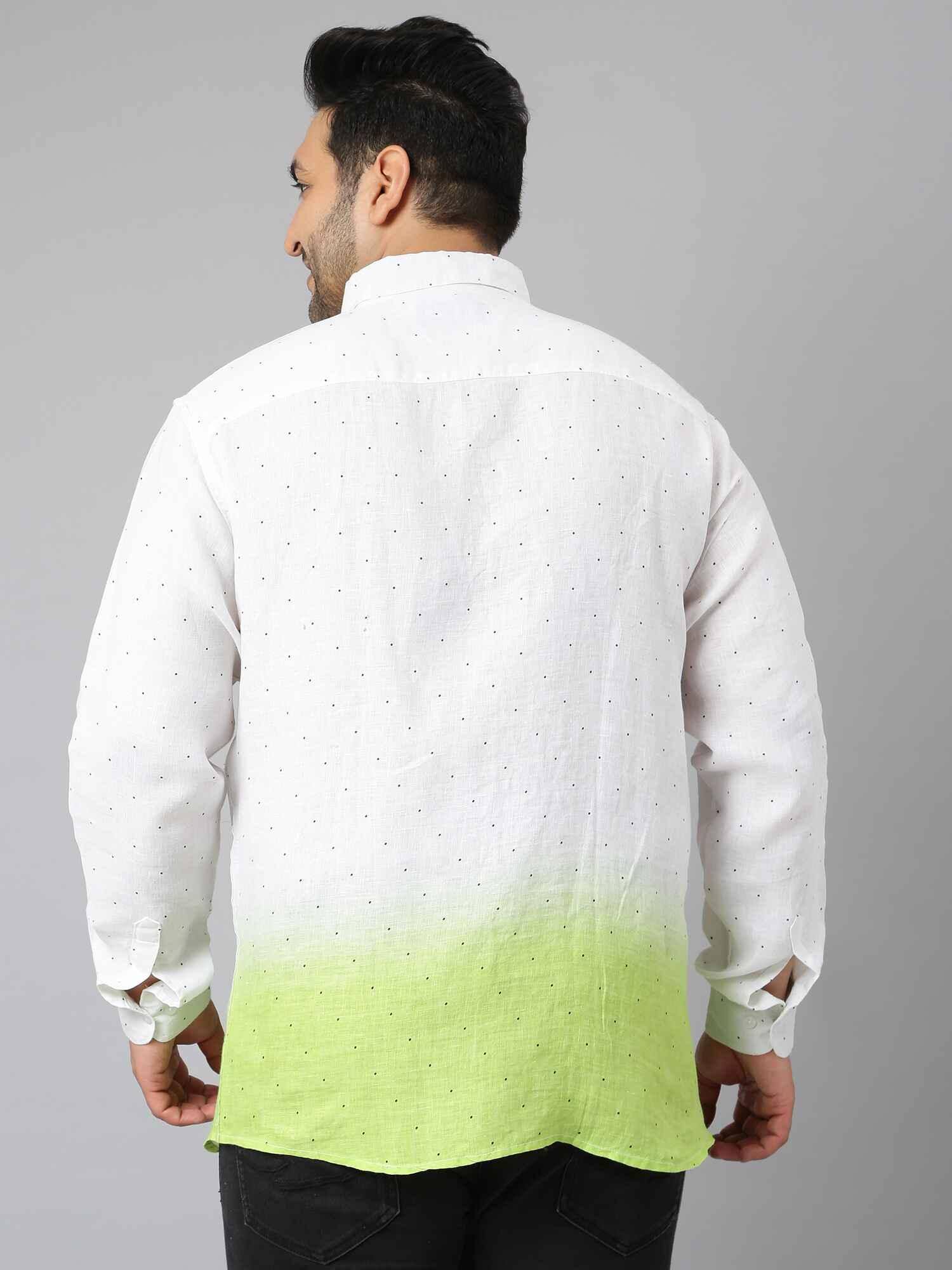 Light Green Ombre Digital Printed Linen Shirt Men's Plus Size - Guniaa Fashions