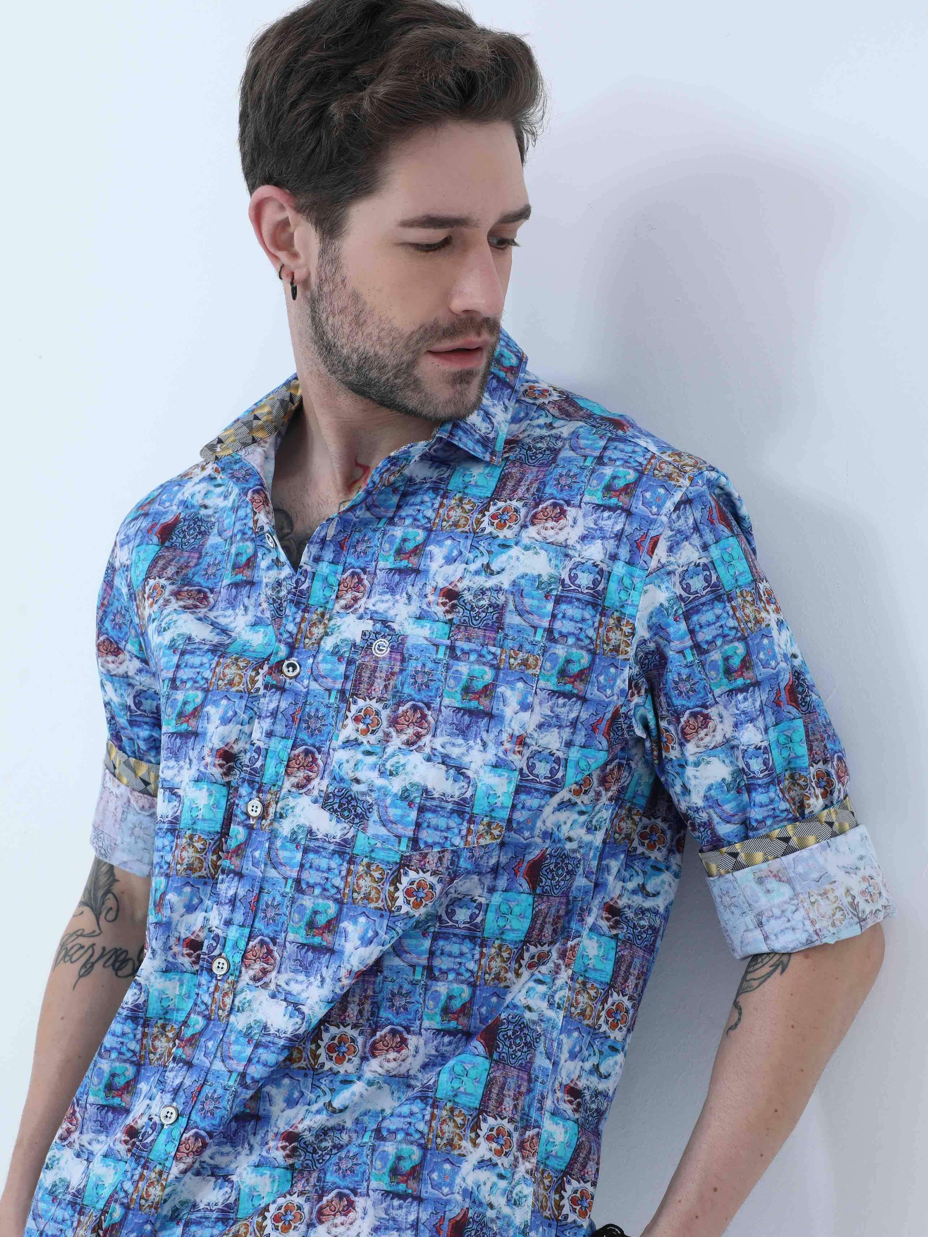 Limited edition - Blue Mischief Casual Full Shirt - Guniaa Fashions