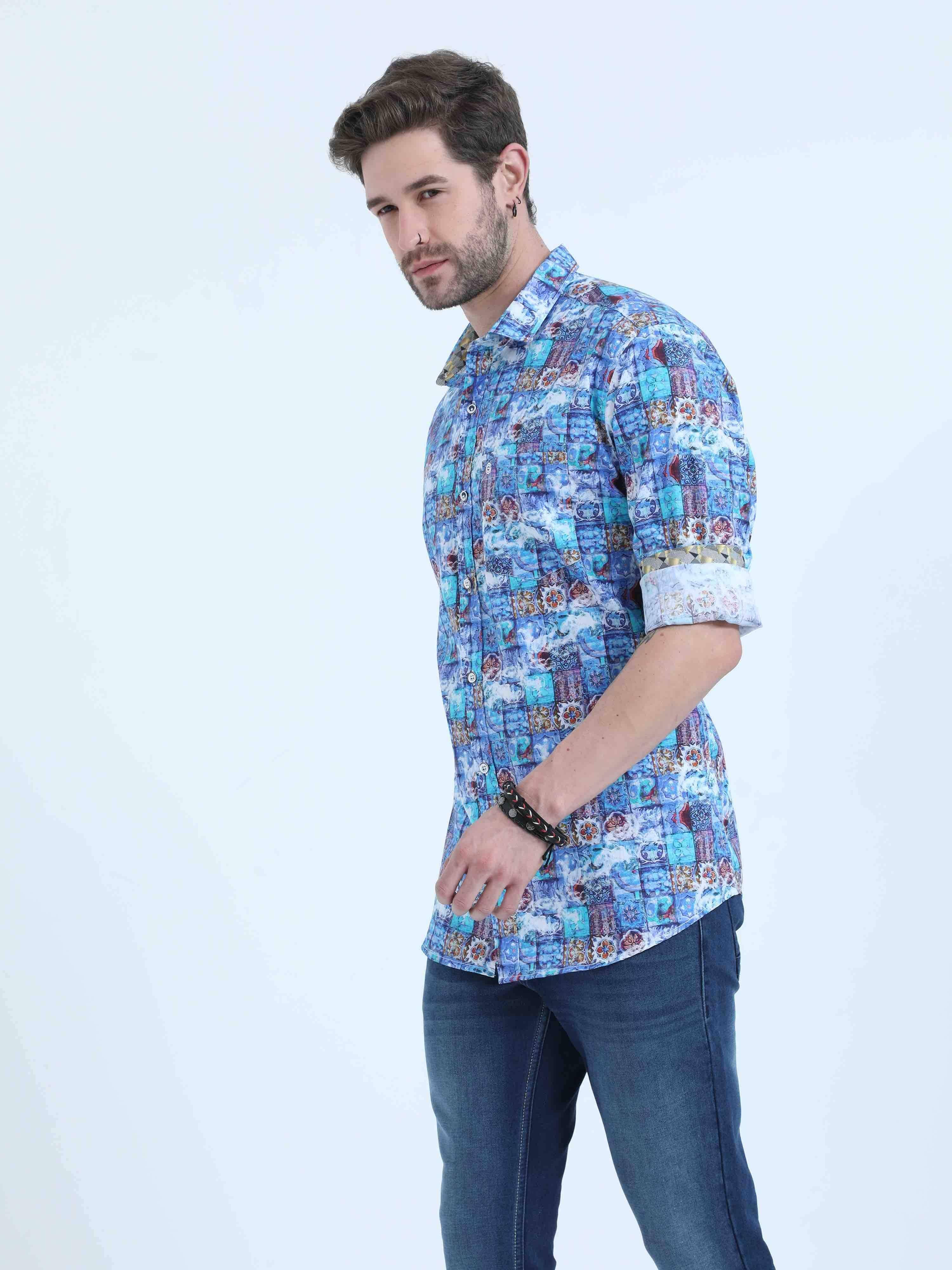 Limited edition - Blue Mischief Casual Full Shirt - Guniaa Fashions