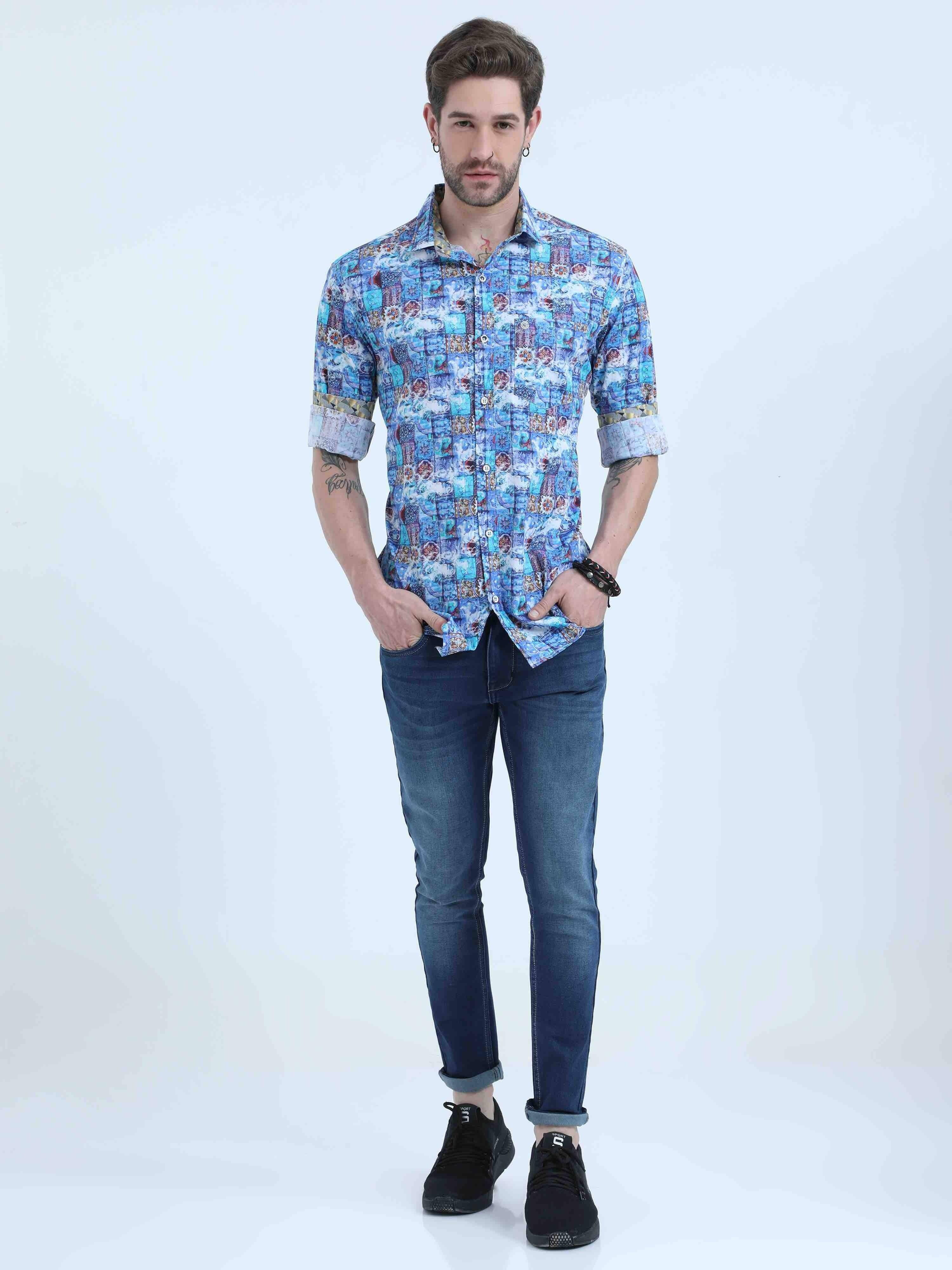 Limited edition - Blue Mischief Casual Full Shirt - Guniaa Fashions