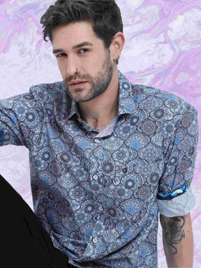 Mandala Grey Digital Printed Full Shirt - Guniaa Fashions