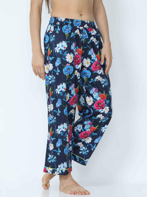 Midnight Blue Floral Pajama - Guniaa Fashions
