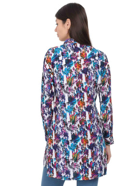 Multi-Colour Digital Printed Tailored Fit Long Shirt - Guniaa Fashions
