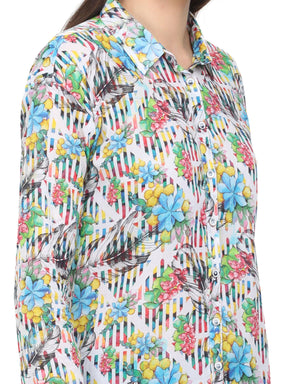 Multi Colour Digital Printed Tailored Fit Long Shirt - Guniaa Fashions