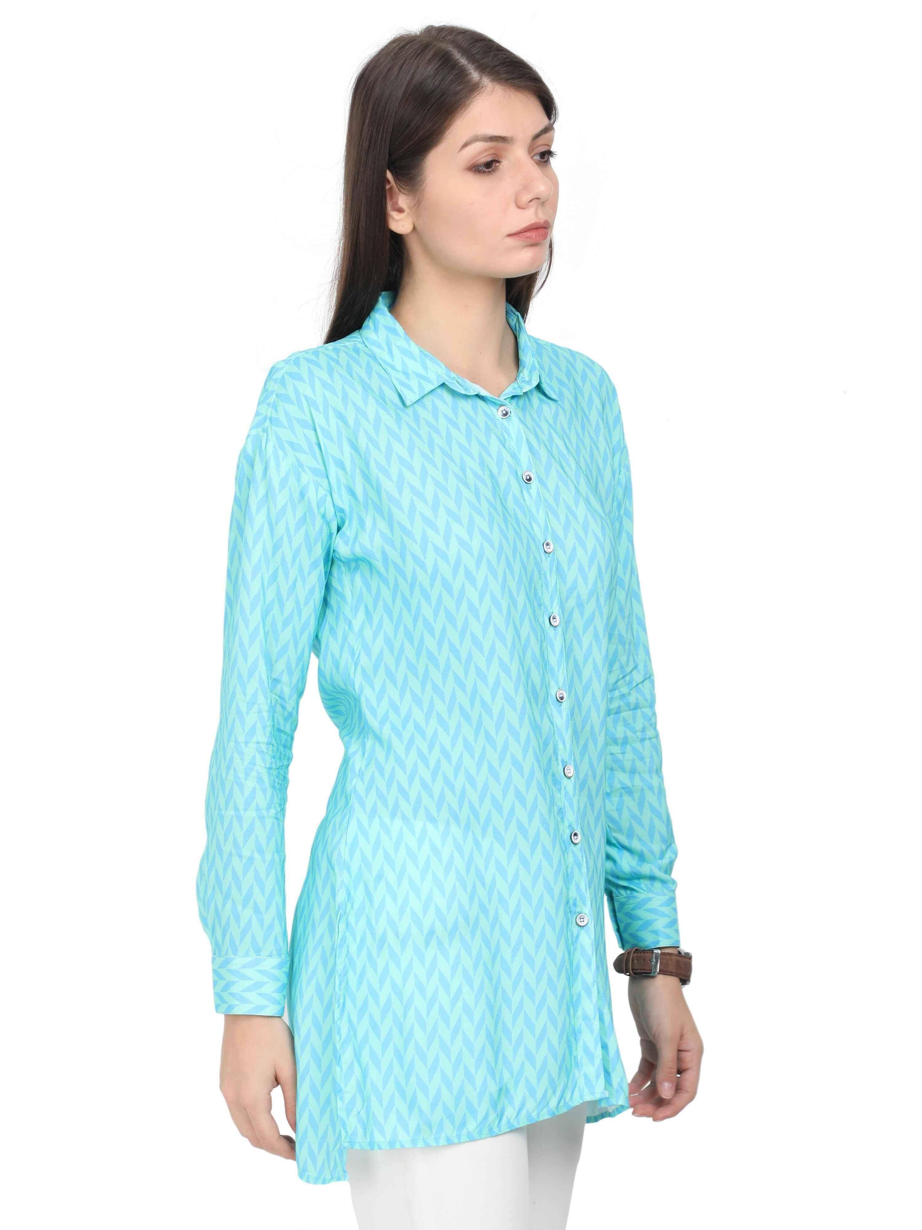 Multi-Colour Digital Printed Taiored Fit Long Shirt - Guniaa Fashions