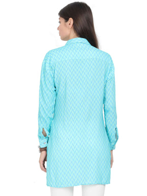 Multi-Colour Digital Printed Taiored Fit Long Shirt - Guniaa Fashions