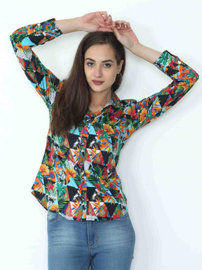 Multi Coloured Digital Printed Tailored Fit Shirt - Guniaa Fashions