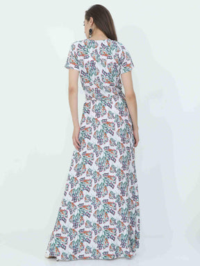 Multicolored Digital Print Fit & Flare Maxi Dress