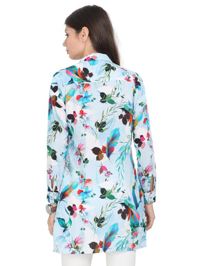 Multicolored Digital Printed Tailored Fit Long Shirt - Guniaa Fashions