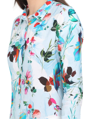 Multicolored Digital Printed Tailored Fit Long Shirt - Guniaa Fashions