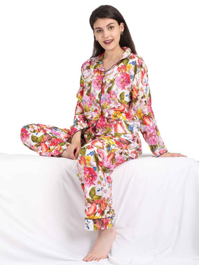 Multicolored Printed Night Suit Set - Guniaa Fashions