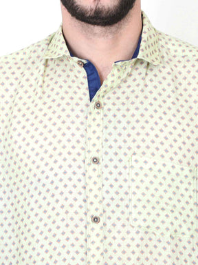 Mustured Color Digital Printed Full Sleeve Shirt Men's Plus Size - Guniaa Fashions