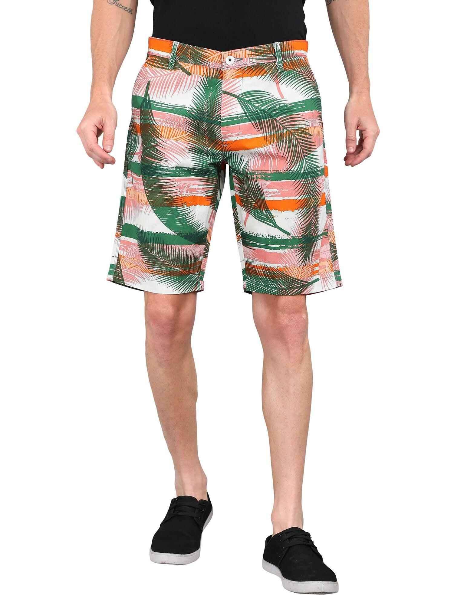 Palm Leafe Digital Printed Giza Cotton Men's Shorts - Guniaa Fashions