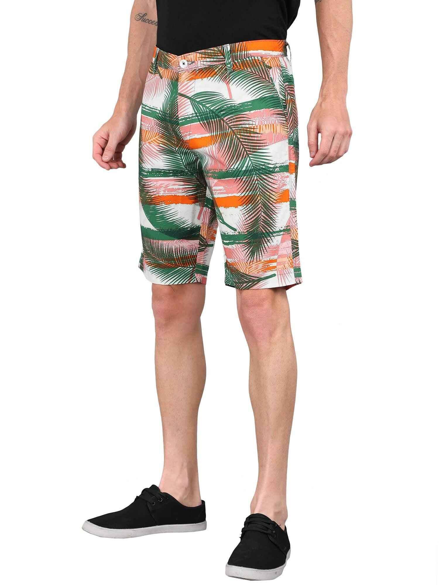 Palm Leafe Digital Printed Giza Cotton Men's Shorts - Guniaa Fashions