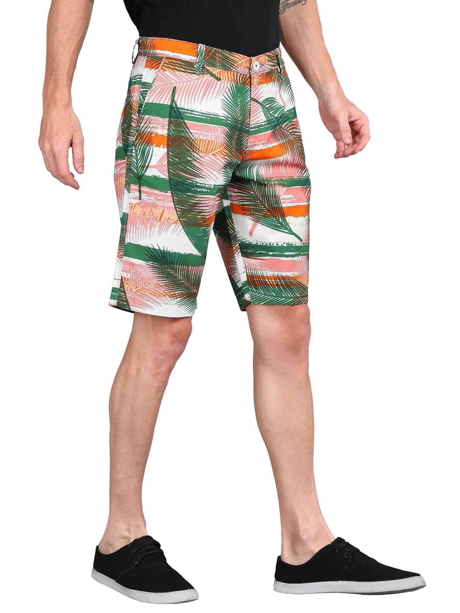 Palm Leafe Digital Printed Giza Cotton Men's Shorts - Guniaa Fashions
