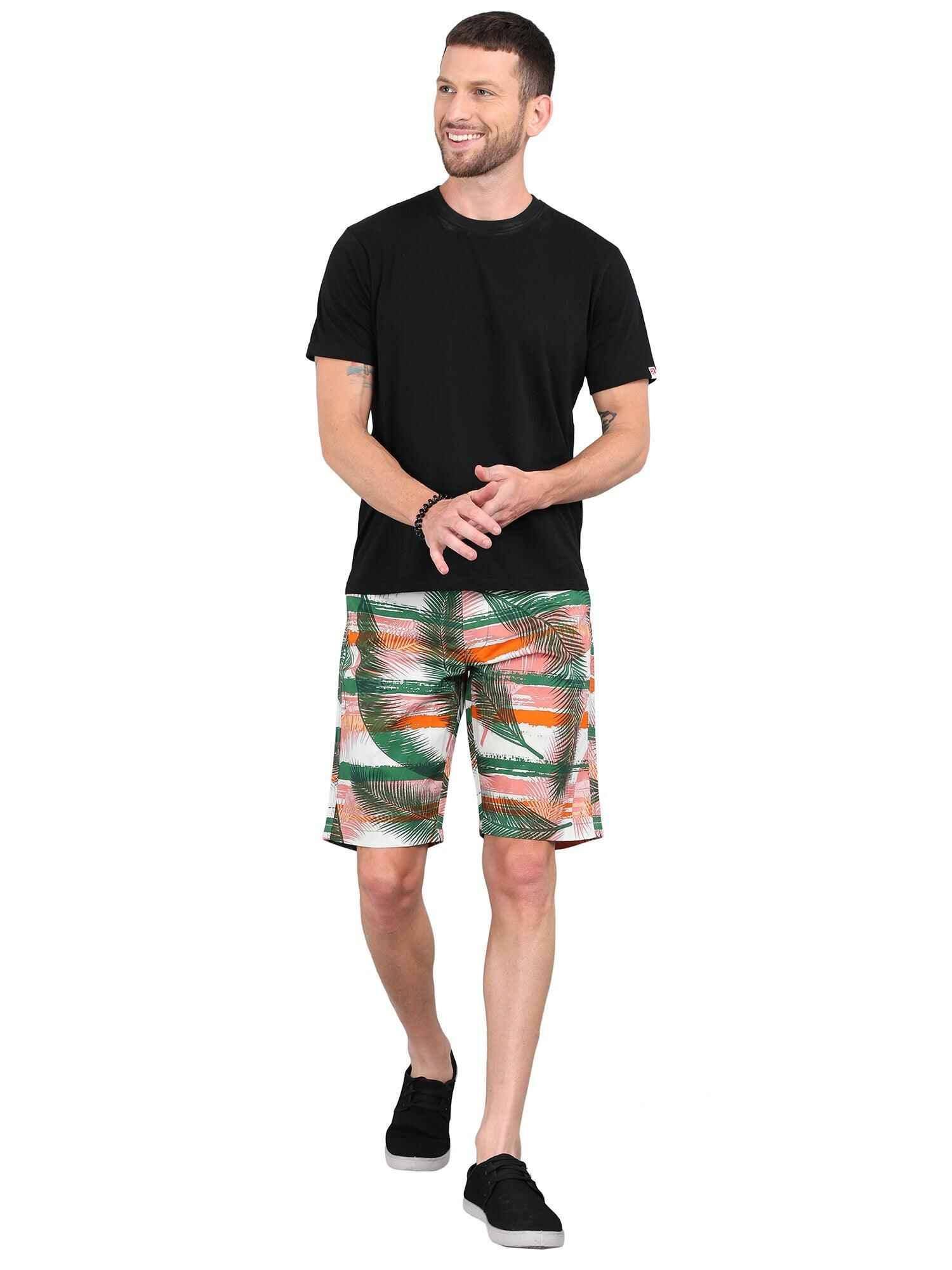 Palm Leafe Digital Printed Giza Cotton Men's Shorts - Guniaa Fashions