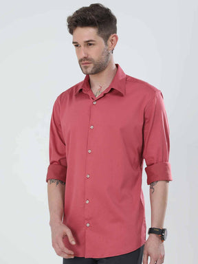 Pink Solid Full Sleeve Shirt - Guniaa Fashions