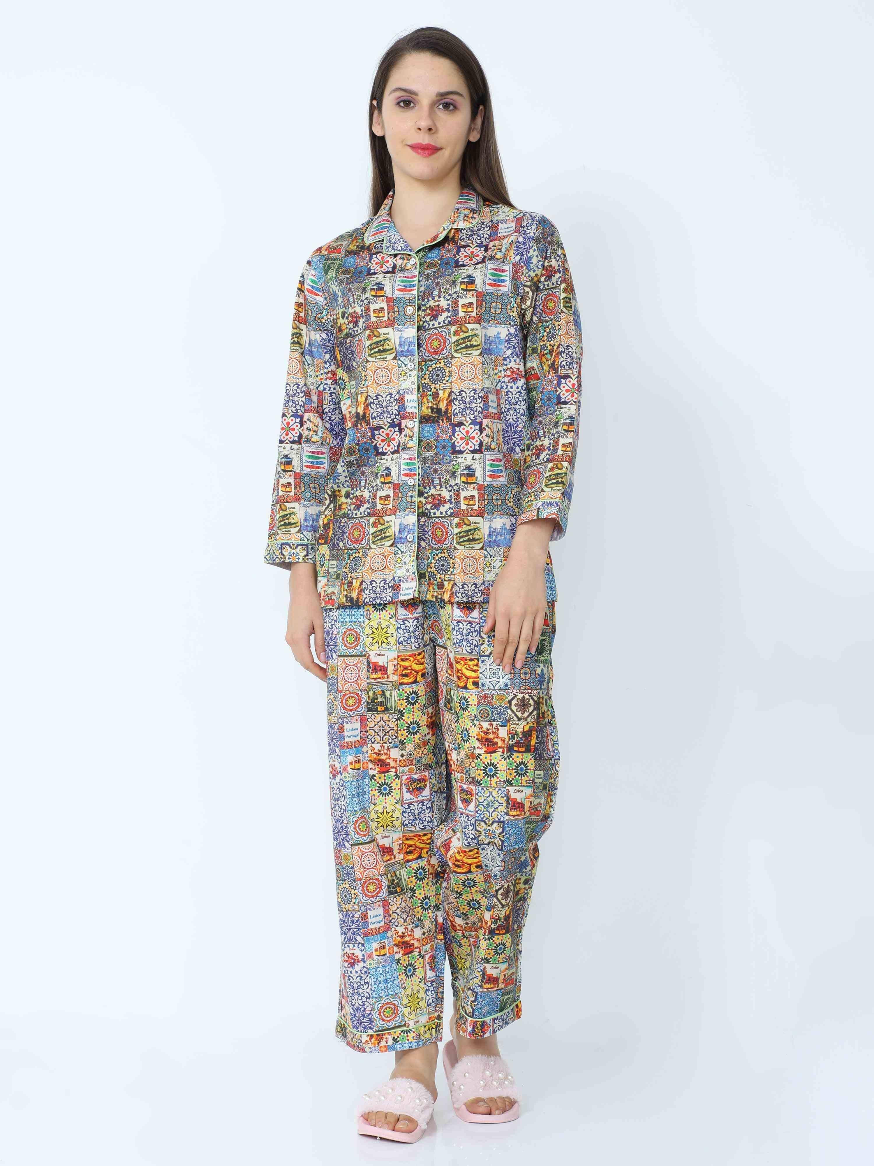 Portugal Theme Night Suit Set - Guniaa Fashions