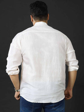 Premium Pearl White Jacquard Silk Full Shirt Men's Plus size - Guniaa Fashions