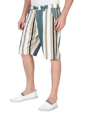 Retro Men Stripe Printed Cotton Shorts - Guniaa Fashions