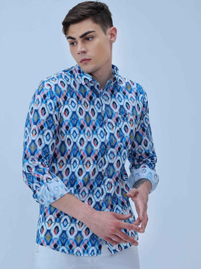 Rhombus in Rhombus Digital Printed Full Shirt - Guniaa Fashions