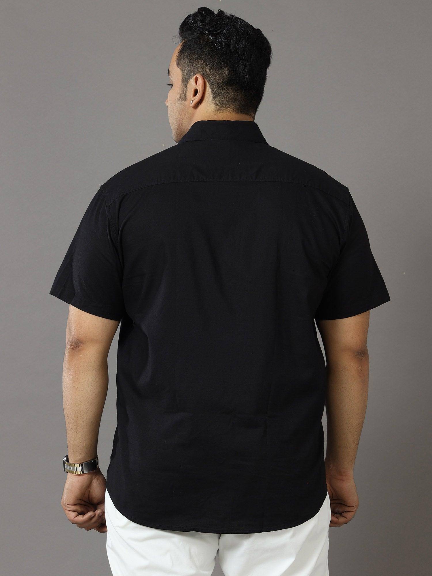 Rich Black Solid Half Sleeve Shirt Men's Plus Size - Guniaa Fashions