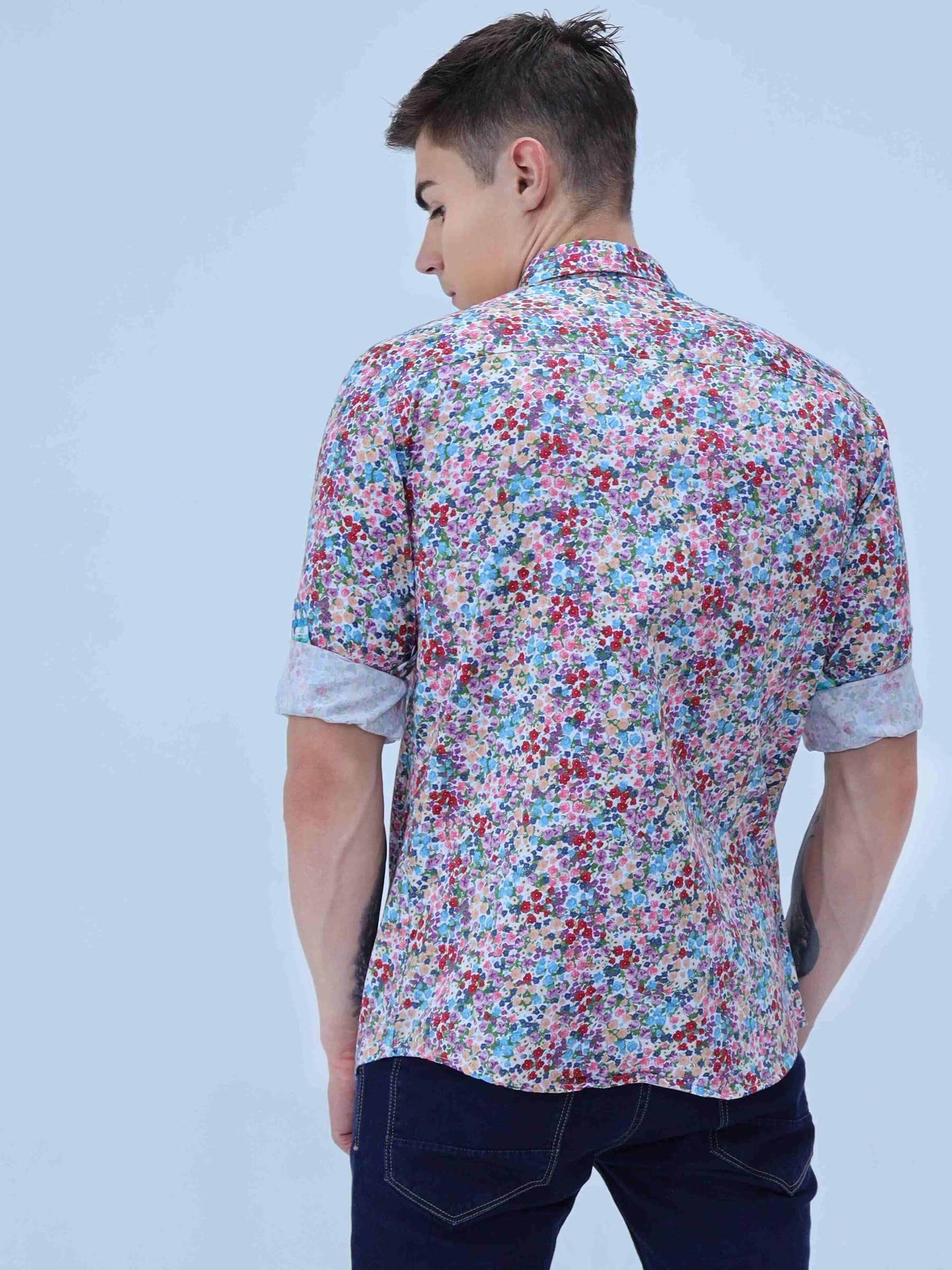 Rouge Flora Digital Printed Full Shirt - Guniaa Fashions
