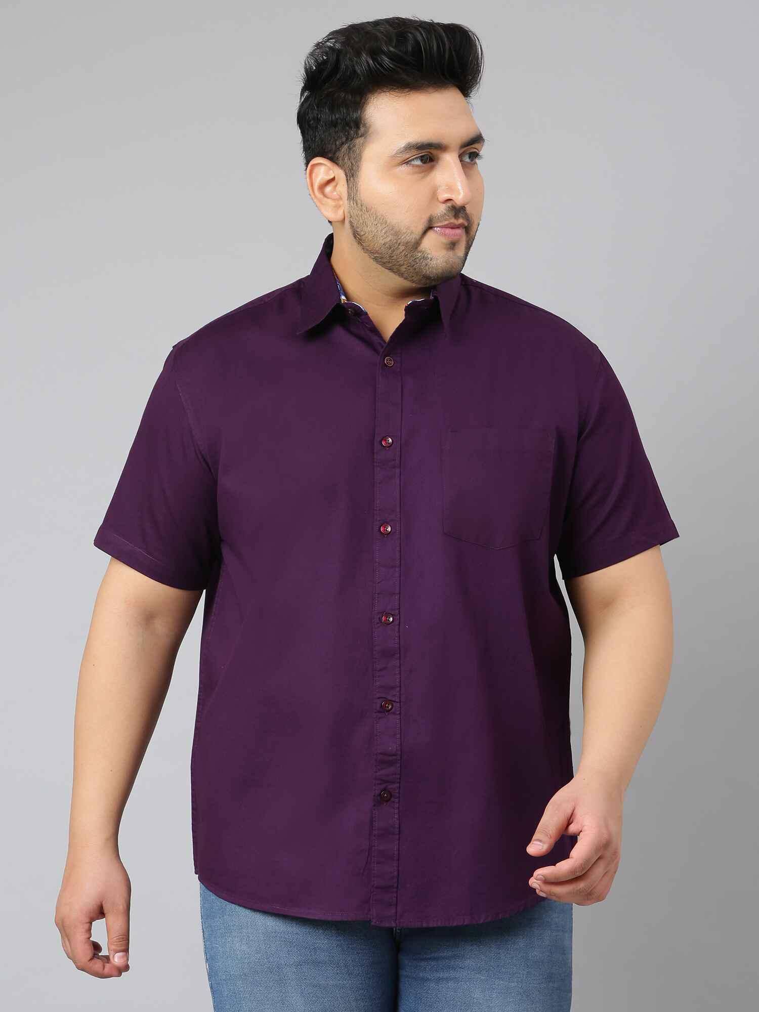 Russian Violet Half Sleeve Men's Plus Size - Guniaa Fashions