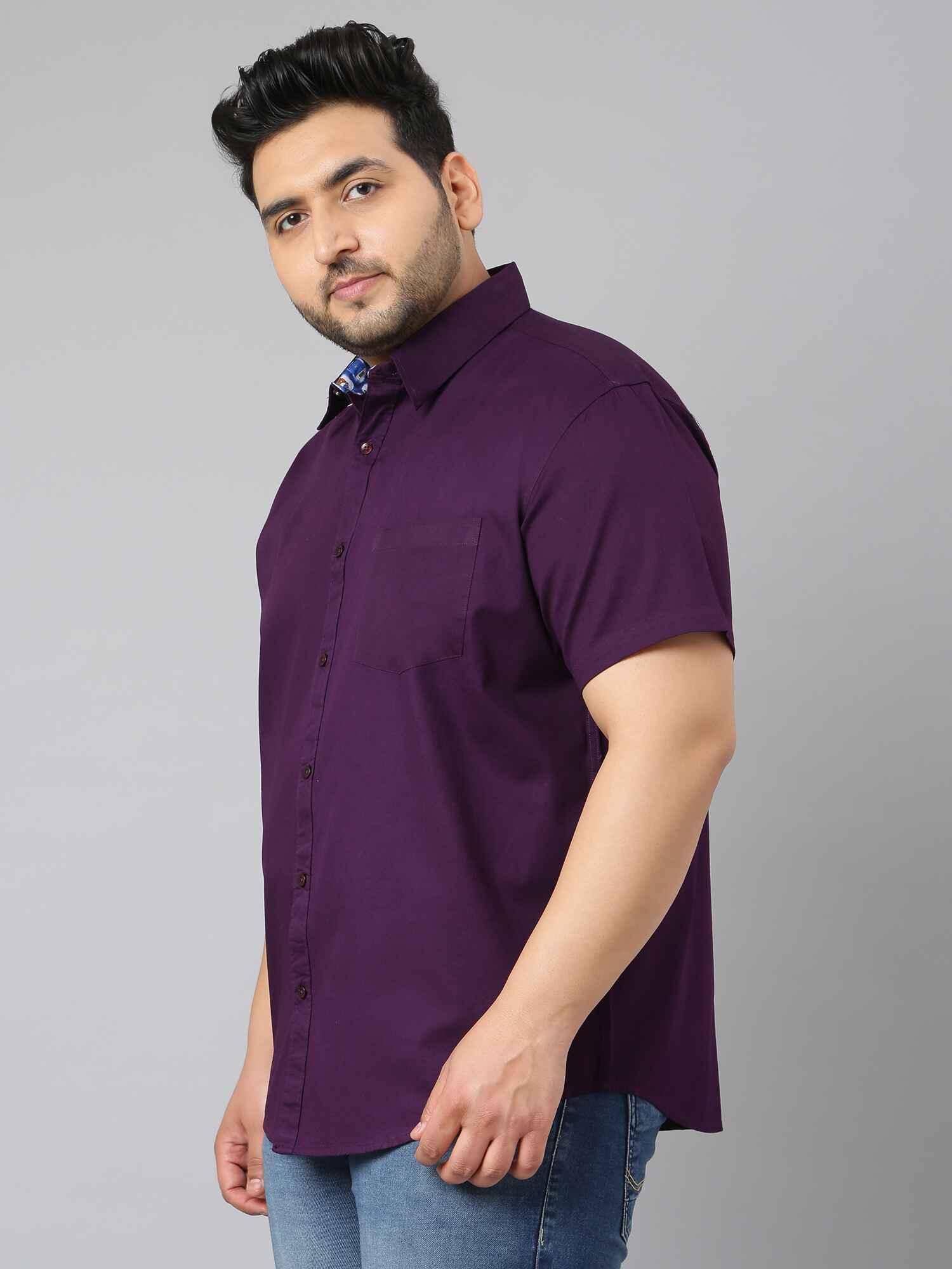 Russian Violet Half Sleeve Men's Plus Size - Guniaa Fashions