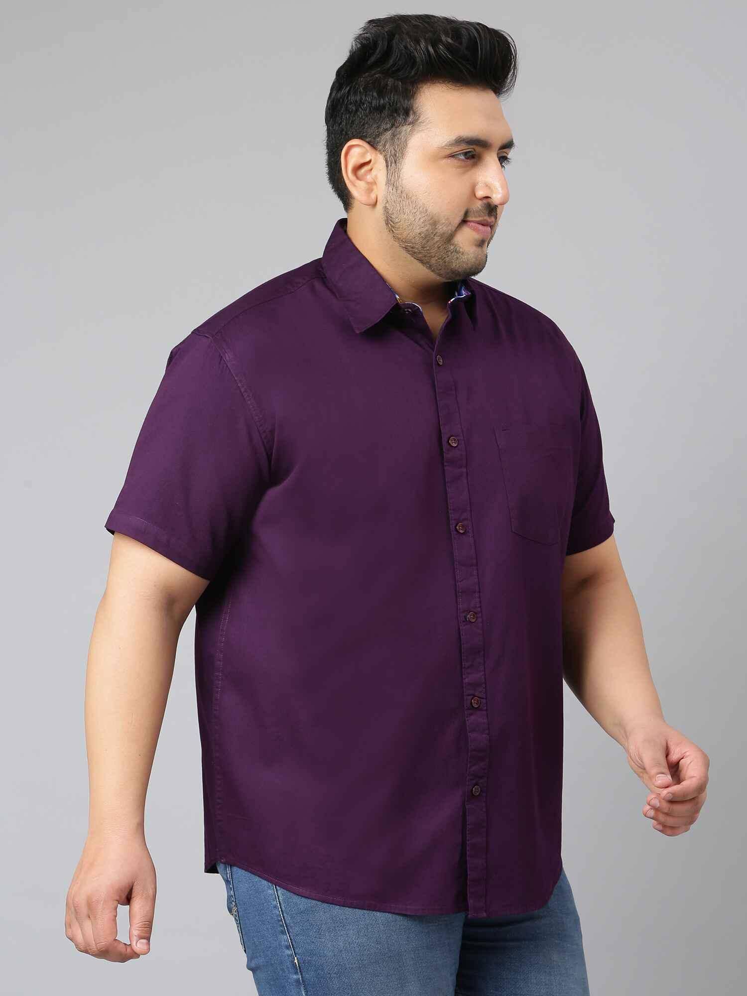 Russian Violet Half Sleeve Men's Plus Size - Guniaa Fashions