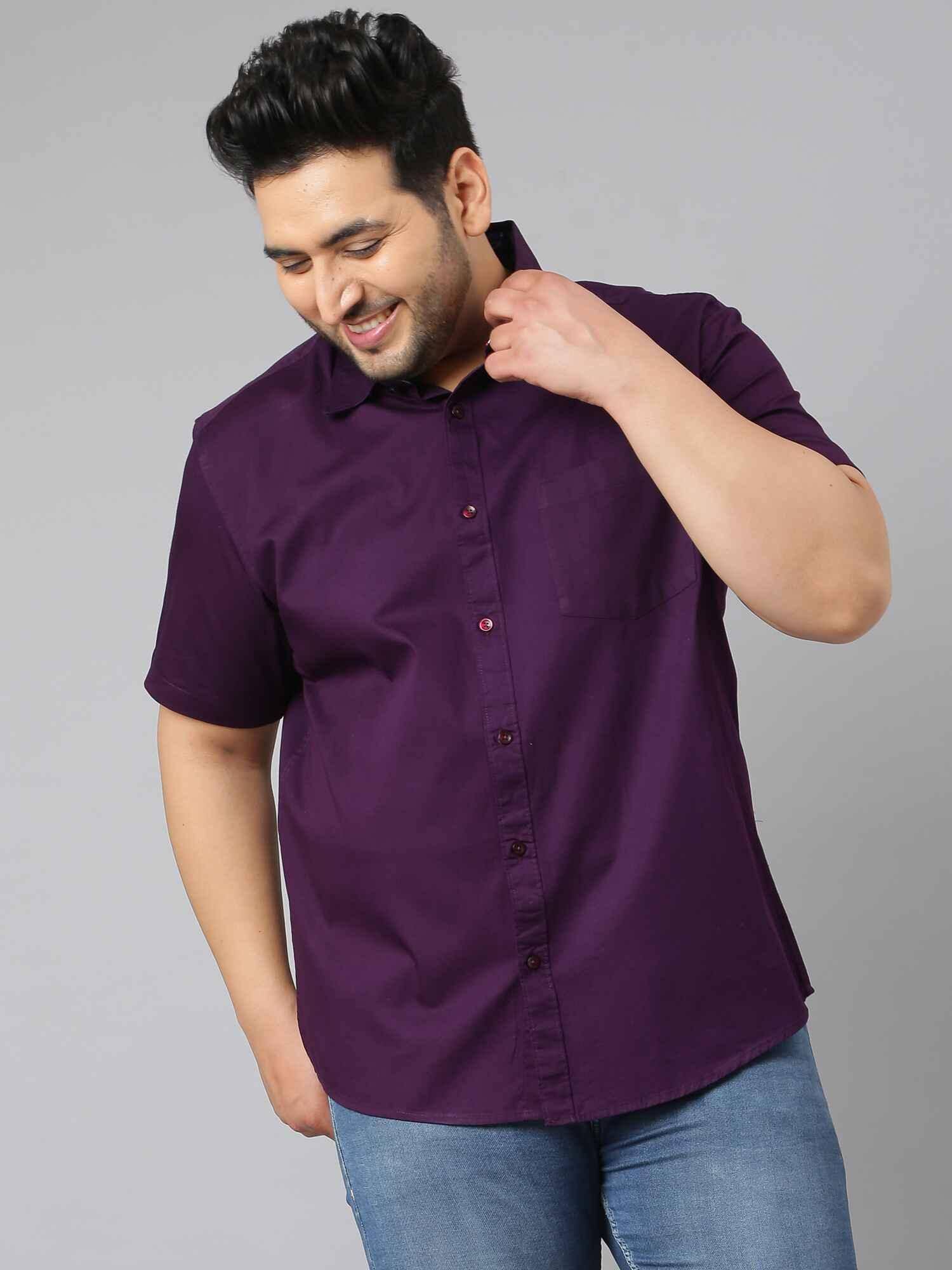 Russian Violet Half Sleeve Men's Plus Size - Guniaa Fashions