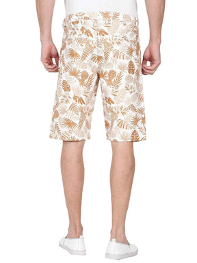 Rusty Men Tropical Leaf Printed Cotton Shorts - Guniaa Fashions