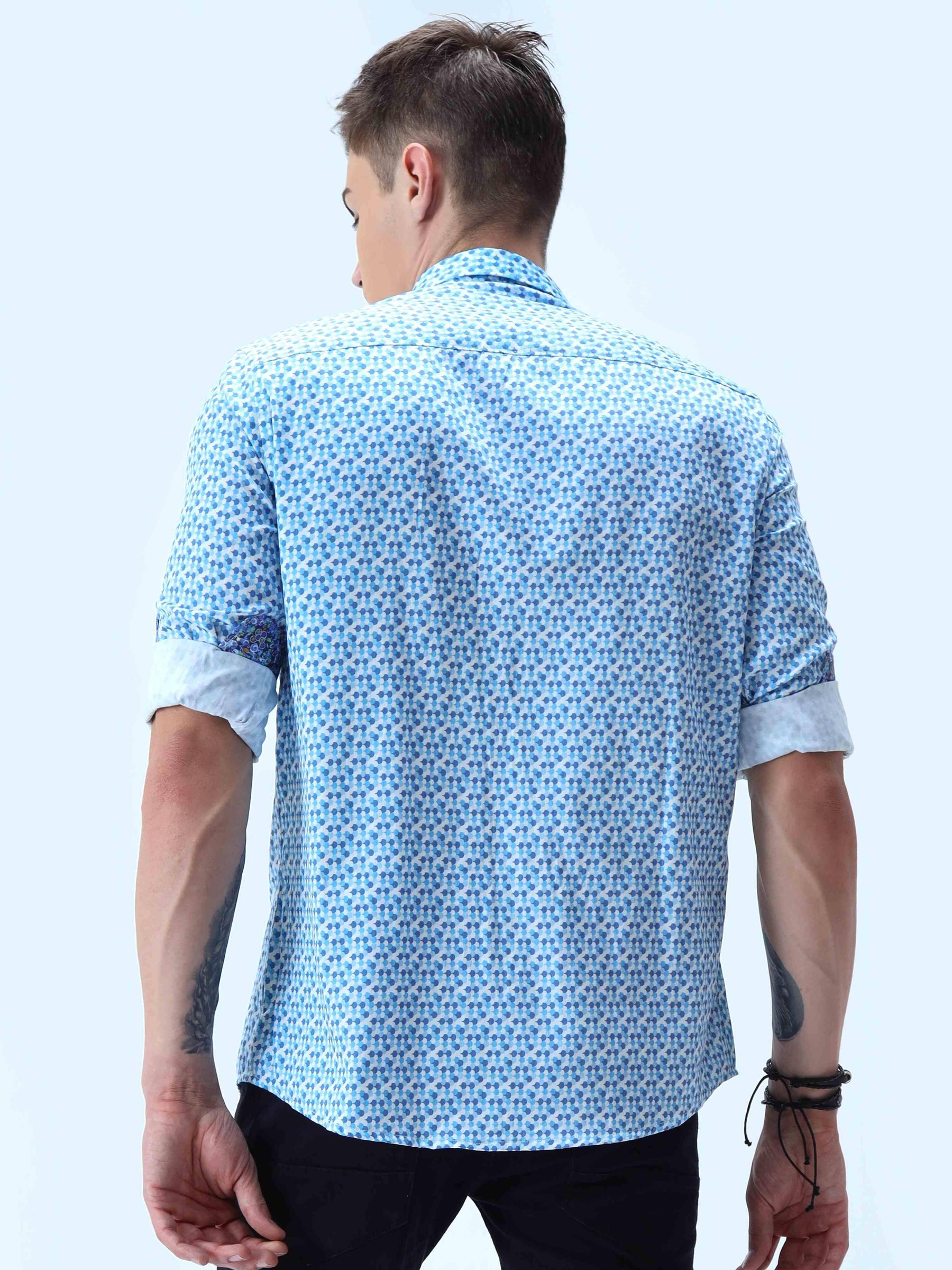 Shades of Blue Digital Printed Shirt - Guniaa Fashions