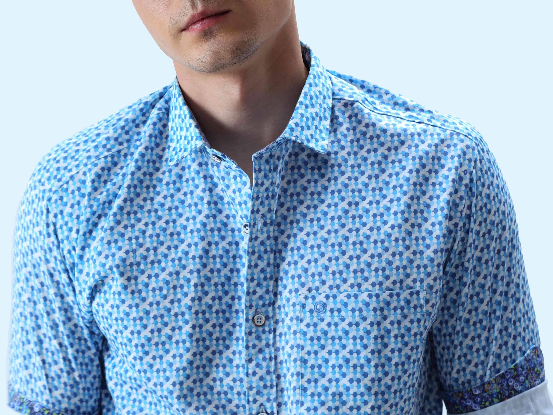 Shades of Blue Digital Printed Shirt - Guniaa Fashions