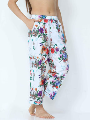 Shadow White Floral Pajama - Guniaa Fashions