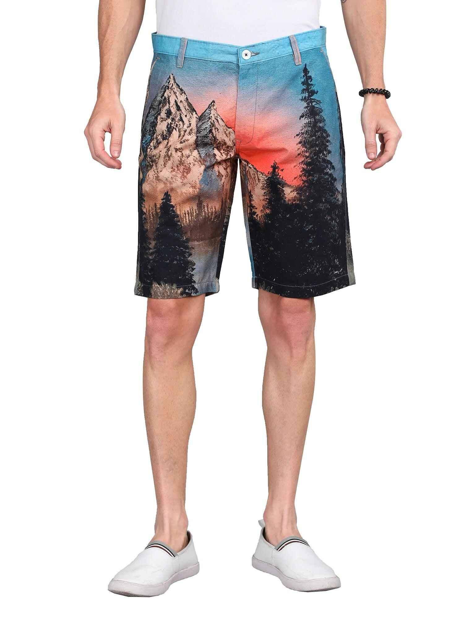 Snow Peak Digital Printed Cotton Men's Shorts - Guniaa Fashions