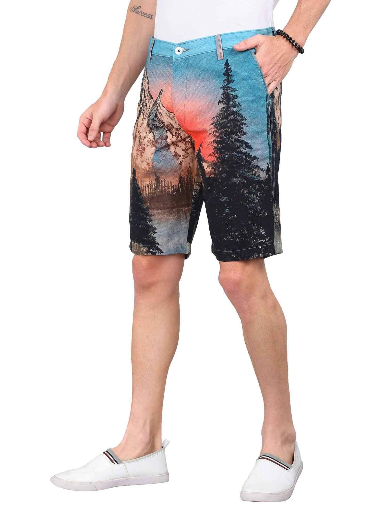 Snow Peak Digital Printed Cotton Men's Shorts - Guniaa Fashions